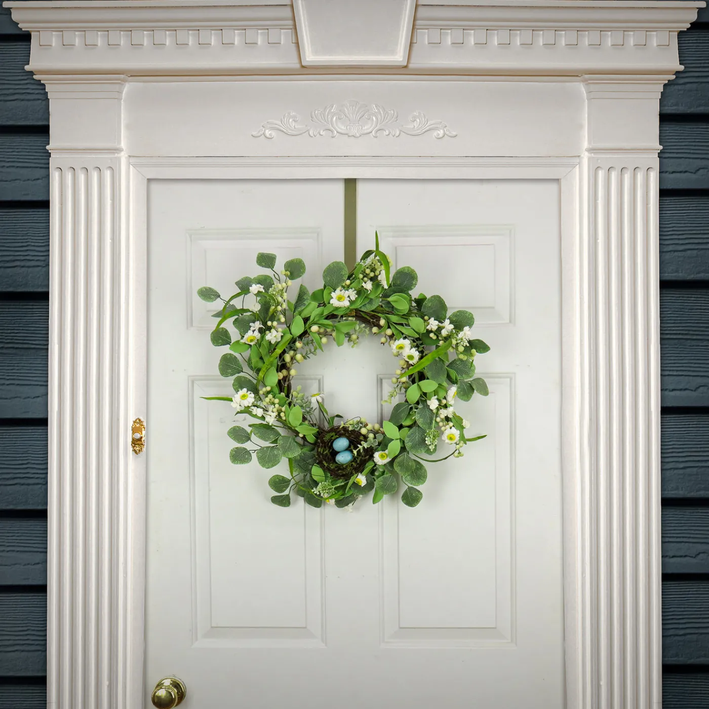 National Tree Company 20 in. Easter Wreath Decorated with Spring Blooms and Pastel Eggs