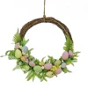 National Tree Company 16 in. Easter Wreath Decorated with Pastel Eggs, Fern Fronds, Flower Blooms