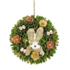 National Tree Company 13 in. Easter Wreath Decorated with Colorful Flower Blooms, Bunny and Pastel Eggs