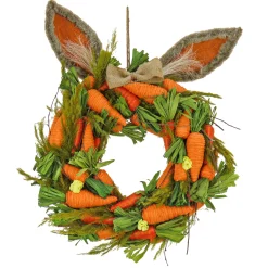 National Tree Company 16 in. Easter Wreath Decorated with Carrots and Leafy Greens