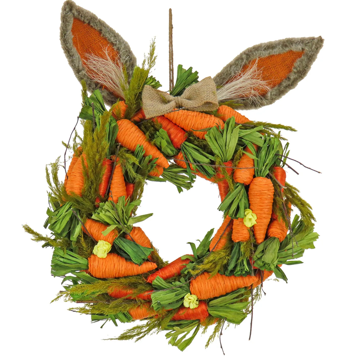 National Tree Company 16 in. Easter Wreath Decorated with Carrots and Leafy Greens