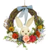 National Tree Company 16 in. Easter Wreath Decorated with Multicolor Flower Blooms, Leafy Greens, Bunny Head