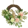 National Tree Company 18 in. Easter Wreath Decorated with Pastel Flower Blooms, Bunny, Leafy Greens
