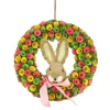 National Tree Company 16 in. Easter Wreath Decorated with Colorful Flower Blooms, Bunny Head