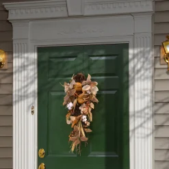 National Tree Company 30 in. Fall Teardrop with Pine Cones, Berry Clusters, Pumpkins, Assorted Leaves
