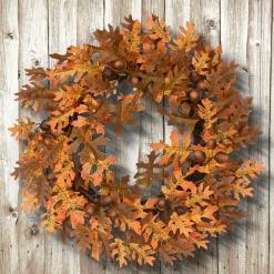 National Tree Company 24 in. Fall Wreath with Acorns, Oak Leaves