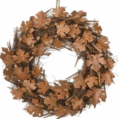 National Tree Company 18 in. Fall Wreath with Brown Maple Leaves