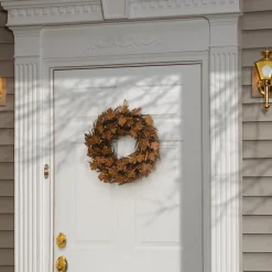 National Tree Company 18 in. Fall Wreath with Brown Maple Leaves