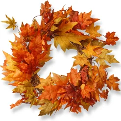 National Tree Company 24 in. Fall Wreath with Maple Leaves