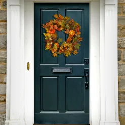 National Tree Company 24 in. Fall Wreath with Pumpkins, Pinecones, Berry Clusters, Maple Leaves