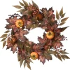 National Tree Company 24 in. Fall Wreath with Pumpkins, Berry Clusters, Ivy, Maple Leaves