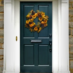 National Tree Company 22 in. Fall Wreath with Pumpkins, Gourds, Pinecones, Sunflowers, Berry Clusters, Assorted Leaves