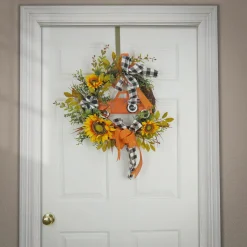 National Tree Company 26 in. Fall Wreath with Sunflowers, Twig, Car and Bow