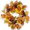 National Tree Company 24 in. Fall Wreath with Sunflowers, Pinecones, Berry Clusters, Corncobs, Maple Leaves