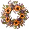 National Tree Company 30 in. Fall Wreath with Sunflowers, Hydrangea Blooms, Assorted Leaves, Berry Clusters