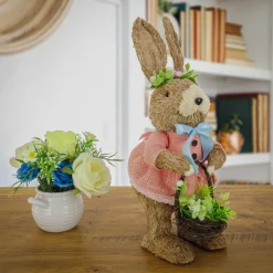 National Tree Company 10 in. Female Bunny in Pink Dress Table Decoration