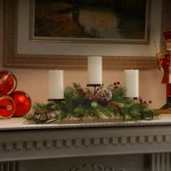 National Tree Company 30 in. Frosted Berry Frosted Berry Centerpiece and Candle Holder
