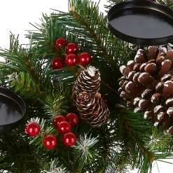 National Tree Company 30 in. Frosted Berry Frosted Berry Centerpiece and Candle Holder