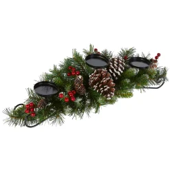 National Tree Company 30 in. Frosted Berry Frosted Berry Centerpiece and Candle Holder