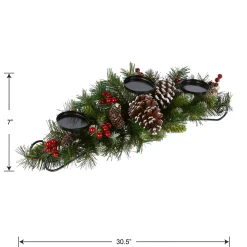 National Tree Company 30 in. Frosted Berry Frosted Berry Centerpiece and Candle Holder