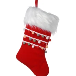 National Tree Company 19 in. General Store Collection Red Velvet Stocking