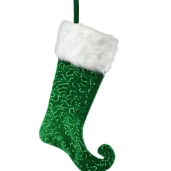 National Tree Company 21 in. General Store Collection Jester Style Green Stocking