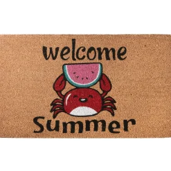 National Tree Company 30 in. Green Welcome Summer Crab and Watermelon Coir Doormat