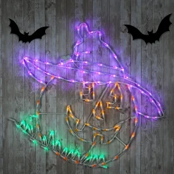 National Tree Company 32 in. Halloween Jack O Lantern Lighted Sign Decoration with LED Lights