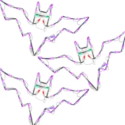 National Tree Company 25 in. Halloween Bat Trio Lighted Sign Decoration with LED Lights