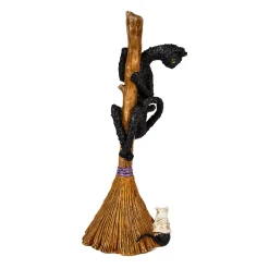 National Tree Company 21 in. Halloween Black Cat with a Broom Tabletop Decoration