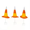 National Tree Company 23 in. Halloween Candy Corn Witches Hats Garden Stake Lawn Decoration with LED Lights