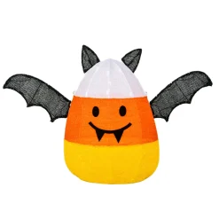 National Tree Company 27 in. Halloween Candy Corn Bat Outdoor Lawn Decoration with LED Lights