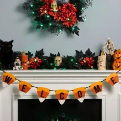 National Tree Company 31 in. Halloween Candy Corn Welcome Hanging Banner