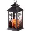 National Tree Company 12 in. Halloween Carved Images of Witches Haunted House Lantern with LED Lights