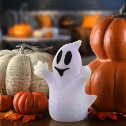 National Tree Company 9 in. Halloween Changes Color White Ghost Decoration with LED Lights