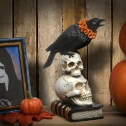 National Tree Company 11 in. Halloween Crow and Skulls Decoration