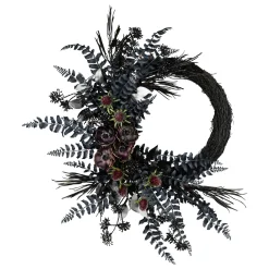 National Tree Company 18 in. Halloween Deep Purple Fern Sakura Half Wreath