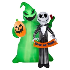 National Tree Company 78 in. Halloween Jack Skellington and Oogie Boogie Inflatable Decoration