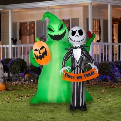 National Tree Company 78 in. Halloween Jack Skellington and Oogie Boogie Inflatable Decoration
