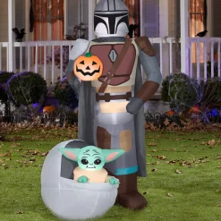 National Tree Company 78 in. Halloween Mandalorian and The Child with Pumpkin Airblown Inflatable Decoration