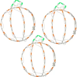 National Tree Company 14 in. Halloween Mini Pumpkin Trio Lighted Sign Decoration with LED Lights