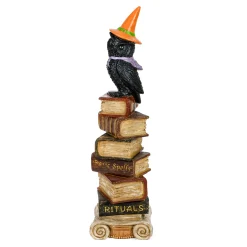 National Tree Company 32 in. Halloween Owl on Stacked Books Tabletop Decoration