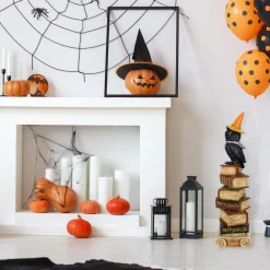 National Tree Company 32 in. Halloween Owl on Stacked Books Tabletop Decoration