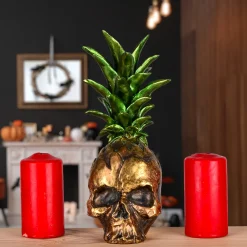 National Tree Company 14 in. Halloween Pineapple Skull Tabletop Decoration