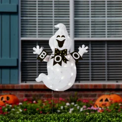 National Tree Company 32 in. Halloween Pre-Lit Boo Ghost Lawn Decoration with LED Lights