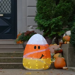 National Tree Company 28 in. Halloween Pre-Lit Candy Corn Mummy Outdoor Decoration with LED Lights