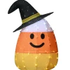 National Tree Company 28 in. Halloween Pre-Lit Candy Corn Witch Outdoor Decoration with LED Lights