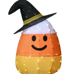National Tree Company 28 in. Halloween Pre-Lit Candy Corn Witch Outdoor Decoration with LED Lights