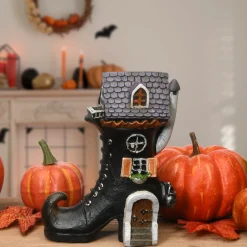 National Tree Company 6 in. Halloween Pre-Lit Haunted Boot House Decoration with LED Lights