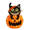 National Tree Company 23 in. Halloween Pre-Lit Pumpkin and Black Cat Lighted Sign Decoration with LED Lights